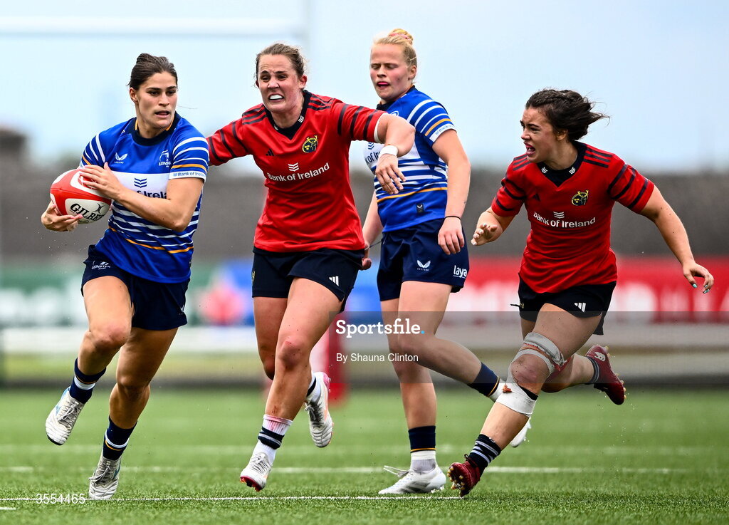 29 August 2026; Vicky Elmes Kinlan of Leinster during the Vodafone Womens Interprovincial Championship final match between Munster and Leinster at Dexcom Stadium in Galway. Photo by Shauna Clinton/Sportsfile