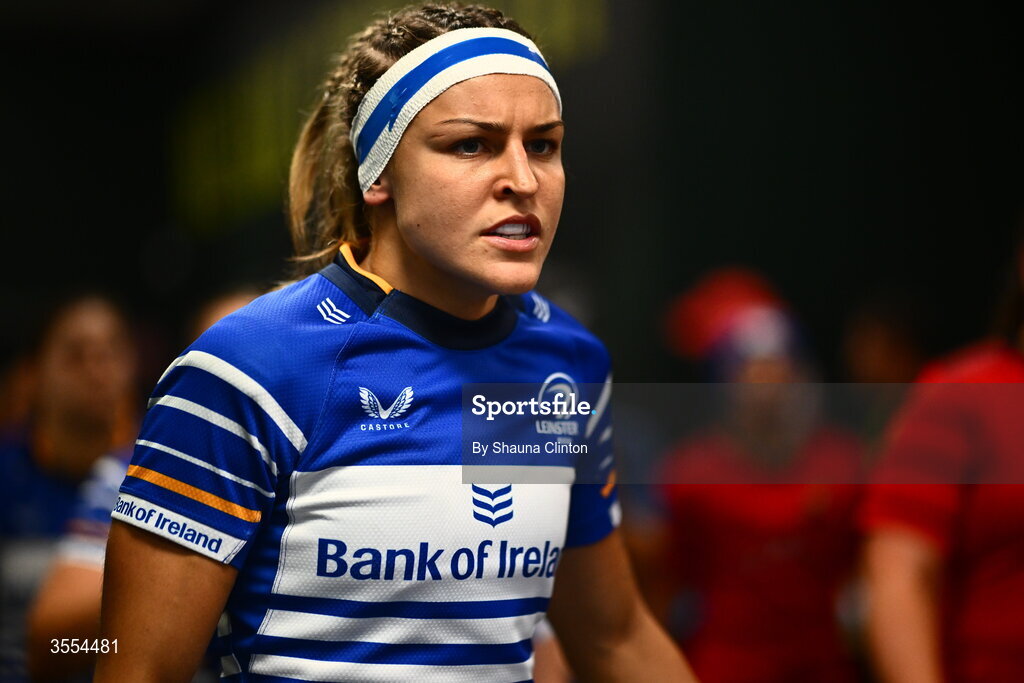 29 August 2026; Erin King of Leinster before the Vodafone Womens Interprovincial Championship final match between Munster and Leinster at Dexcom Stadium in Galway. Photo by Shauna Clinton/Sportsfile