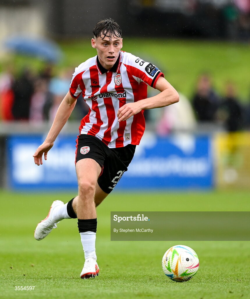 30 August 2026; Conor Barr of Derry City during the SSE Airtricity Men’s Premier Division match between Derry City and Shamrock Rovers at The Ryan McBride Brandywell Stadium in Derry. Photo by Stephen McCarthy/Sportsfile
