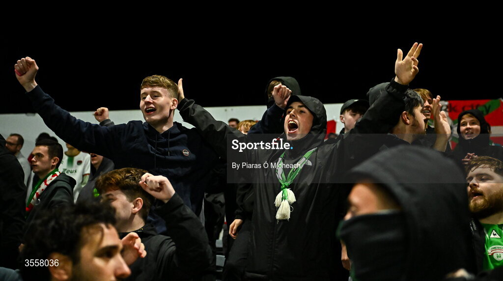 4 September 2026; Cork City supporters celebrate after winning the SSE Airtricity Men’s First Division title after their drawn SSE Airtricity Men’s First Division match between Bray Wanderers and Cork City at the Carlisle Grounds in Bray, Wicklow. Photo by Piaras Ó Mídheach/Sportsfile