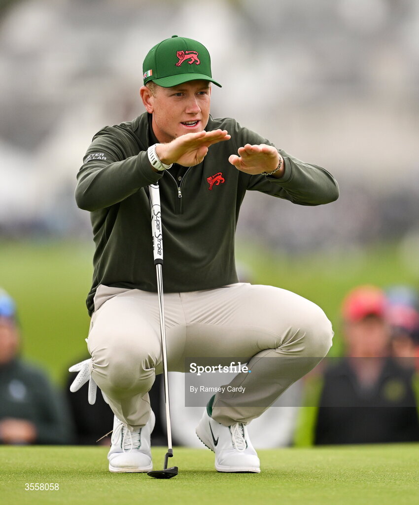 5 September 2026; Luke Poulter of Great Britain and Ireland during the foursomes matches on day one of the 51st Walker Cup at Lahinch Golf Club in Lahinch, Clare. Photo by Ramsey Cardy/Sportsfile