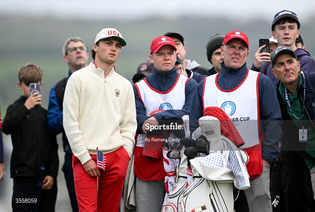 5 September 2026; Tyler Watts of USA during the foursomes matches on day one of the 51st Walker Cup at Lahinch Golf Club in Lahinch, Clare. Photo by Ramsey Cardy/Sportsfile
