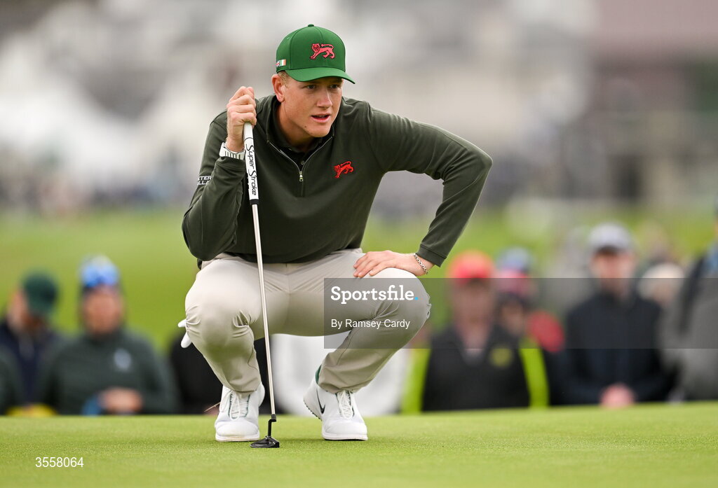 5 September 2026; Luke Poulter of Great Britain and Ireland during the foursomes matches on day one of the 51st Walker Cup at Lahinch Golf Club in Lahinch, Clare. Photo by Ramsey Cardy/Sportsfile