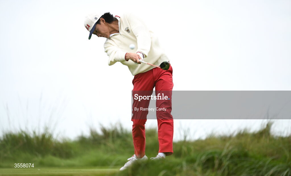 5 September 2026; Ethan Fang of USA during the foursomes matches on day one of the 51st Walker Cup at Lahinch Golf Club in Lahinch, Clare. Photo by Ramsey Cardy/Sportsfile