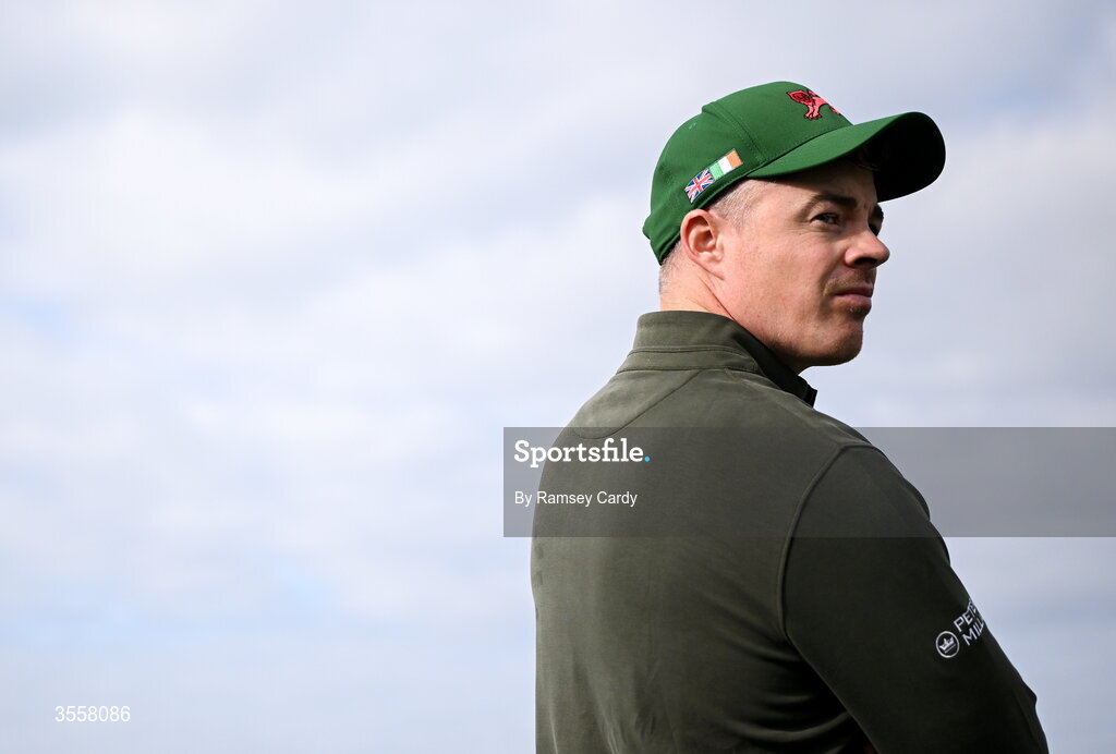 5 September 2026; Stuart Grehan of Great Britain and Ireland during the foursomes matches on day one of the 51st Walker Cup at Lahinch Golf Club in Lahinch, Clare. Photo by Ramsey Cardy/Sportsfile