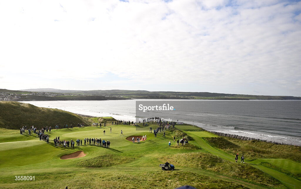 5 September 2026; A general view of the sixth green during the foursomes matches on day one of the 51st Walker Cup at Lahinch Golf Club in Lahinch, Clare. Photo by Ramsey Cardy/Sportsfile