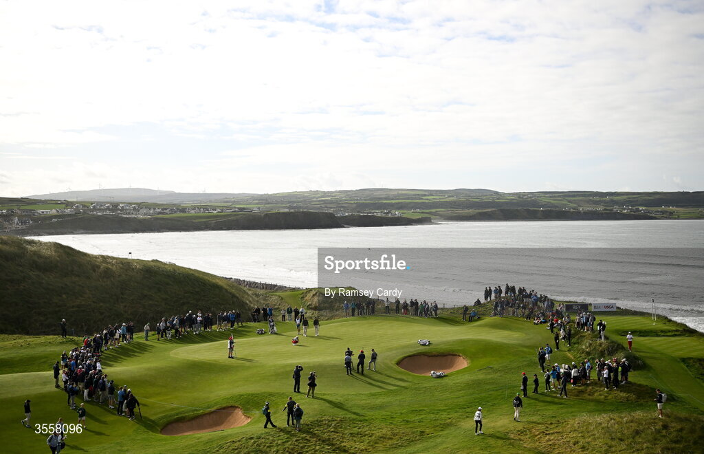 5 September 2026; A general view of the sixth green during the foursomes matches on day one of the 51st Walker Cup at Lahinch Golf Club in Lahinch, Clare. Photo by Ramsey Cardy/Sportsfile
