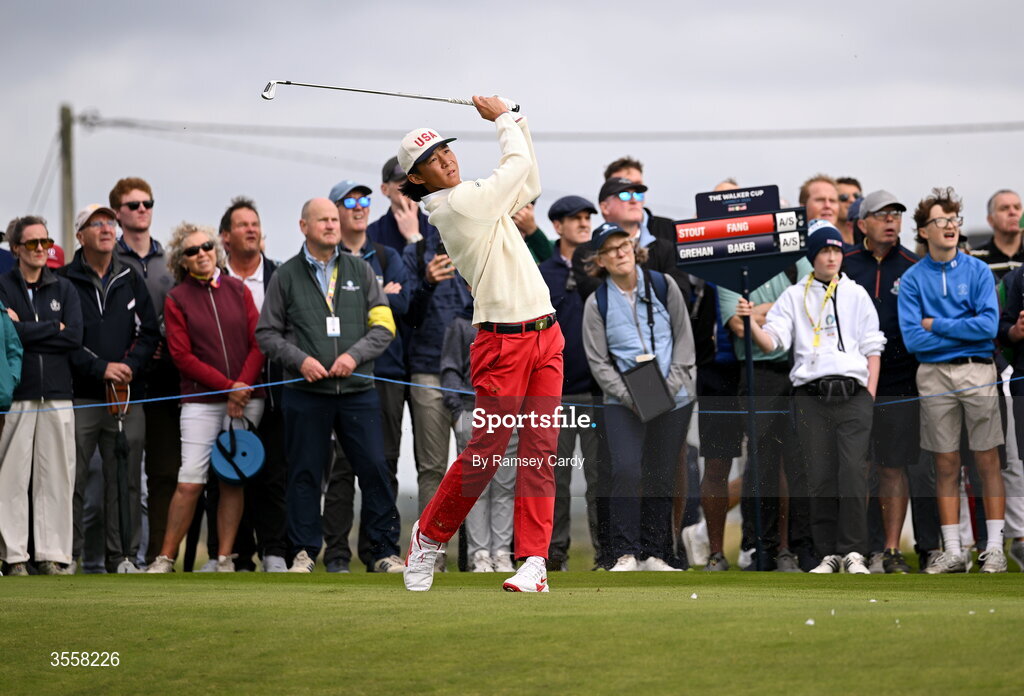5 September 2026; Ethan Fang of USA during the foursomes matches on day one of the 51st Walker Cup at Lahinch Golf Club in Lahinch, Clare. Photo by Ramsey Cardy/Sportsfile