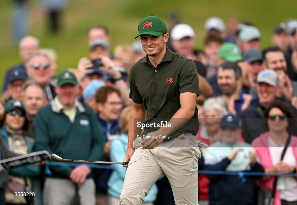 5 September 2026; Tyler Weaver of Great Britain and Ireland during the foursomes matches on day one of the 51st Walker Cup at Lahinch Golf Club in Lahinch, Clare. Photo by Ramsey Cardy/Sportsfile