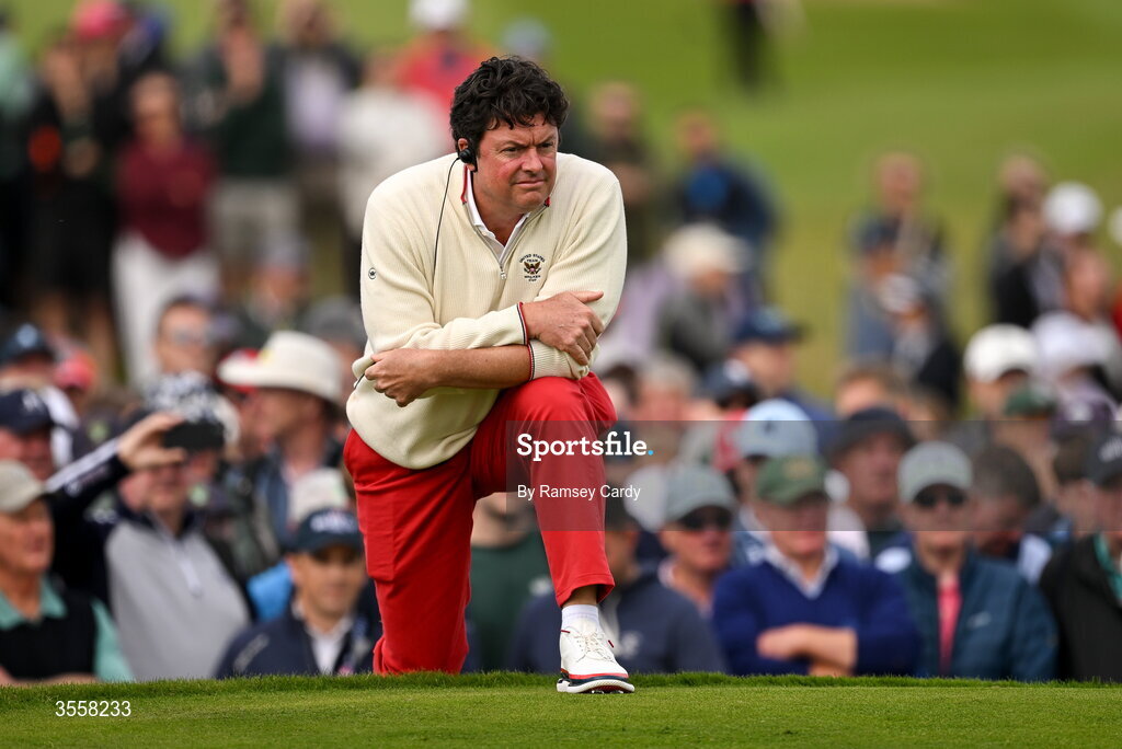 5 September 2026; USA captain Nathan Smith during the foursomes matches on day one of the 51st Walker Cup at Lahinch Golf Club in Lahinch, Clare. Photo by Ramsey Cardy/Sportsfile
