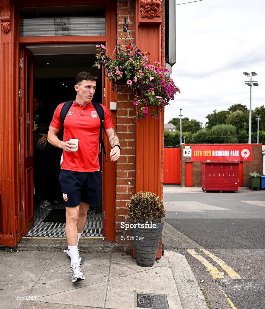 5 September 2026; Joe Redmond of St Patrick's Athletic before the Club Orange Men’s FAI Cup quarter-final match between St Patrick's Athletic and Bohemians at Richmond Park in Dublin. Photo by Seb Daly/Sportsfile