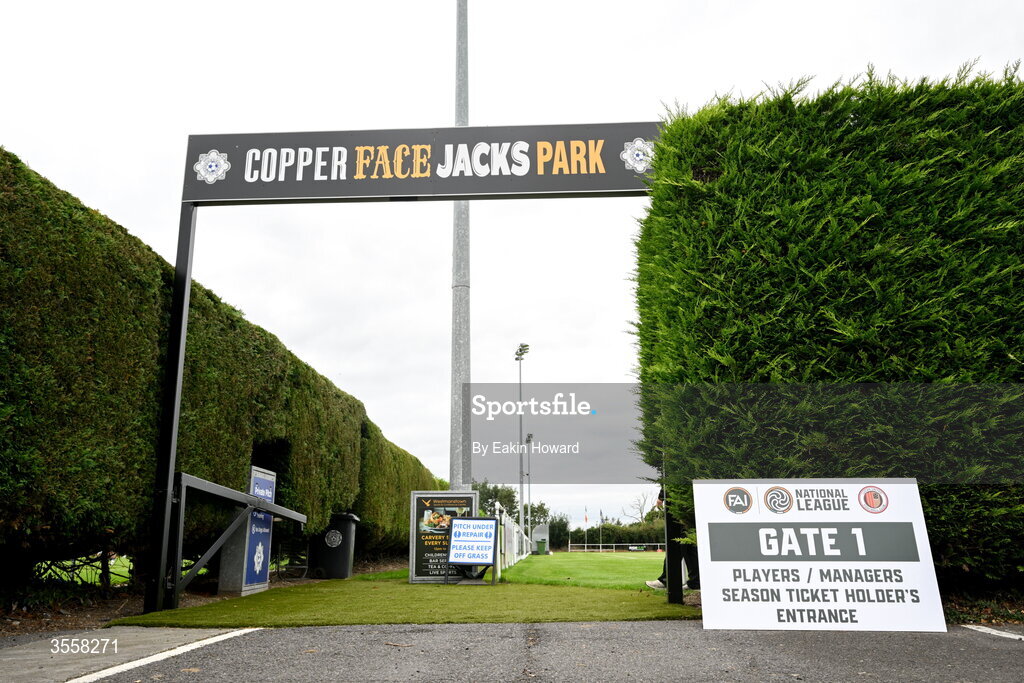 5 September 2026;A view of the pitch entrance before the FAI National League match between Lucan United and Mervue United at Copper Face Jacks Park in Dublin. Photo by Eakin Howard/Sportsfile