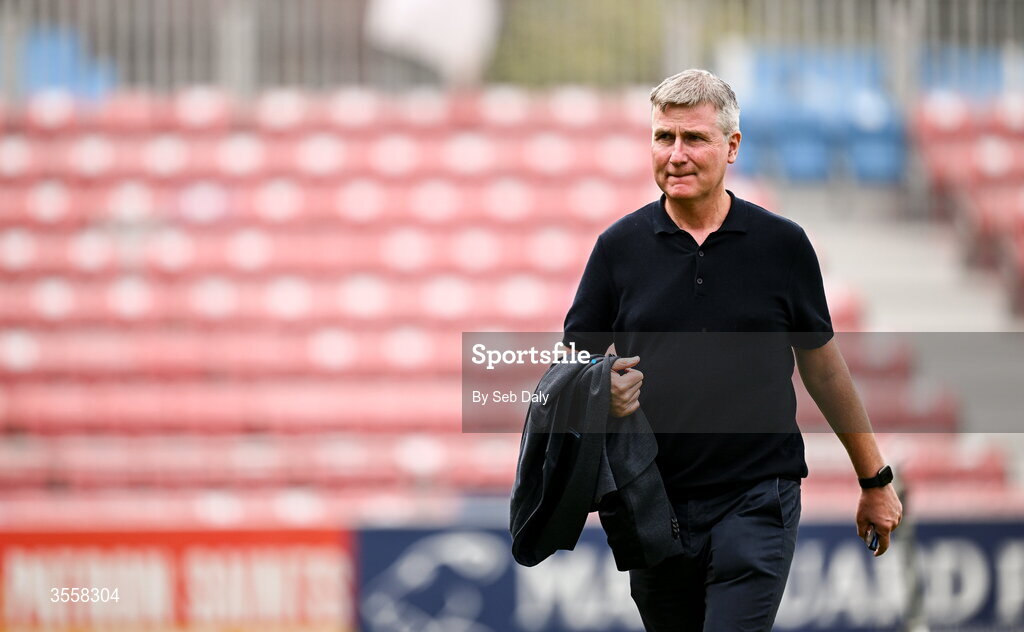 5 September 2026; St Patrick's Athletic manager Stephen Kenny before the Club Orange Men’s FAI Cup quarter-final match between St Patrick's Athletic and Bohemians at Richmond Park in Dublin. Photo by Seb Daly/Sportsfile