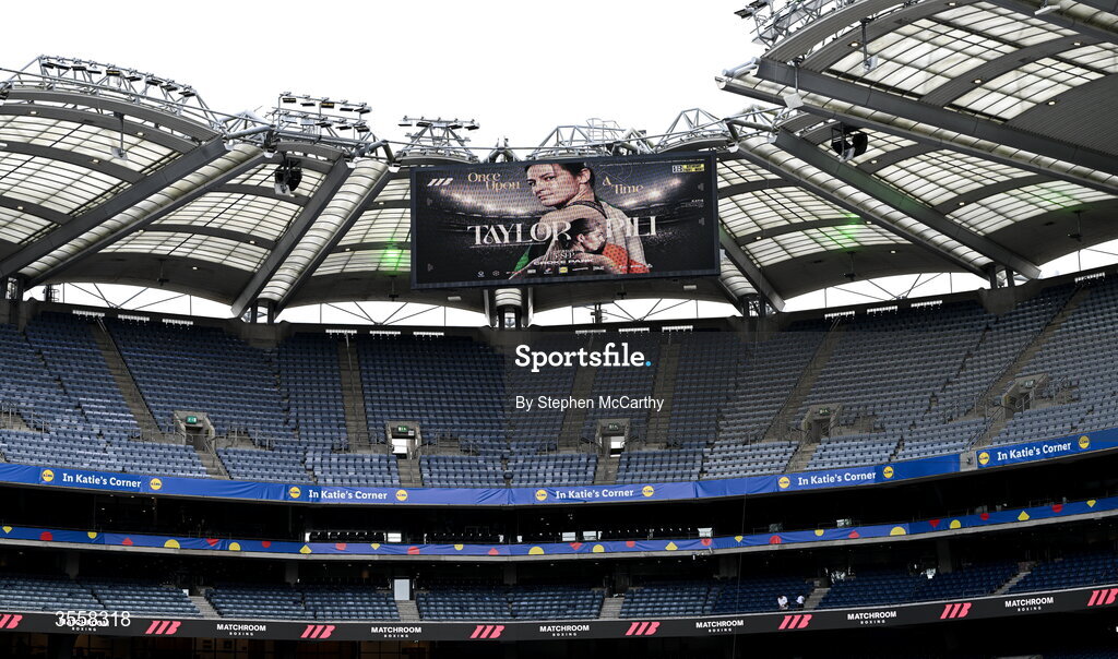 5 September 2026; A general view inside the Stadium ahead of the undisputed super lightweight championship fight between Katie Taylor and Flora Pili at the Once Upon A Time fight night in Croke Park, Dublin. Photo by Stephen McCarthy/Sportsfile