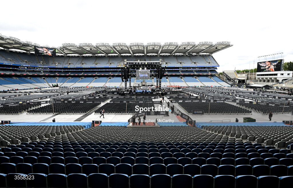 5 September 2026; A general view of the ring inside the Stadium ahead of the undisputed super lightweight championship fight between Katie Taylor and Flora Pili at the Once Upon A Time fight night in Croke Park, Dublin. Photo by Stephen McCarthy/Sportsfile