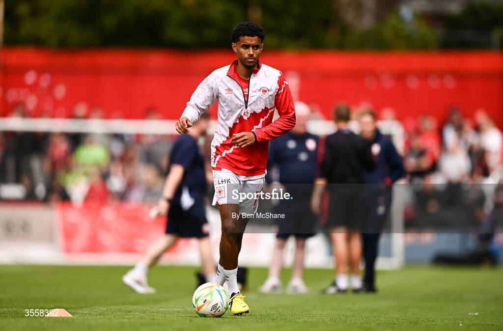 5 September 2026; Romal Palmer of St Patrick's Athletic before the Club Orange Men’s FAI Cup quarter-final match between St Patrick's Athletic and Bohemians at Richmond Park in Dublin. Photo by Ben McShane/Sportsfile