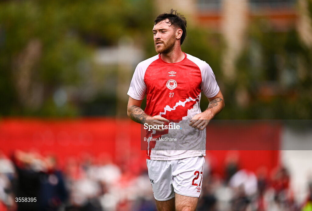 5 September 2026; Ryan Edmondson of St Patrick's Athletic before the Club Orange Men’s FAI Cup quarter-final match between St Patrick's Athletic and Bohemians at Richmond Park in Dublin. Photo by Ben McShane/Sportsfile