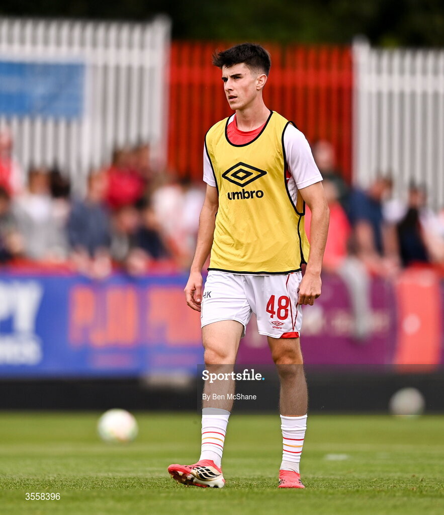 5 September 2026; Ryan Sheridan of St Patrick's Athletic before the Club Orange Men’s FAI Cup quarter-final match between St Patrick's Athletic and Bohemians at Richmond Park in Dublin. Photo by Ben McShane/Sportsfile