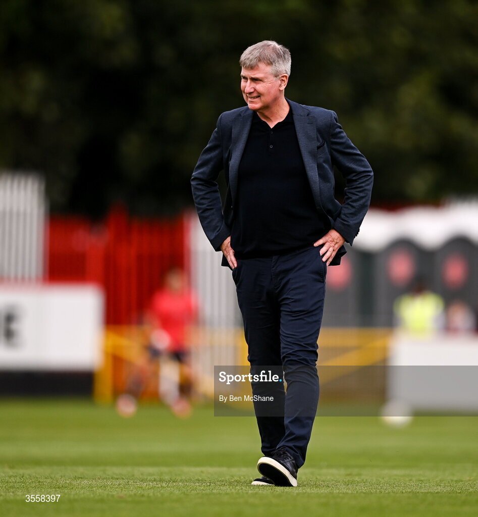 5 September 2026; St Patrick's Athletic manager Stephen Kenny before the Club Orange Men’s FAI Cup quarter-final match between St Patrick's Athletic and Bohemians at Richmond Park in Dublin. Photo by Ben McShane/Sportsfile