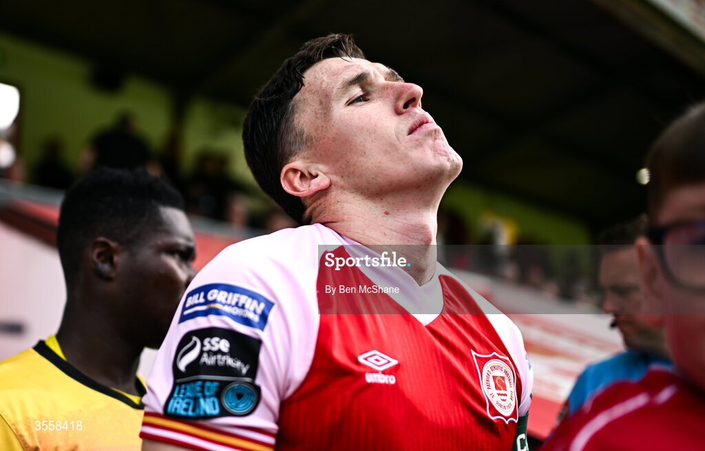 5 September 2026; St Patrick's Athletic captain Joe Redmond before the Club Orange Men’s FAI Cup quarter-final match between St Patrick's Athletic and Bohemians at Richmond Park in Dublin. Photo by Ben McShane/Sportsfile