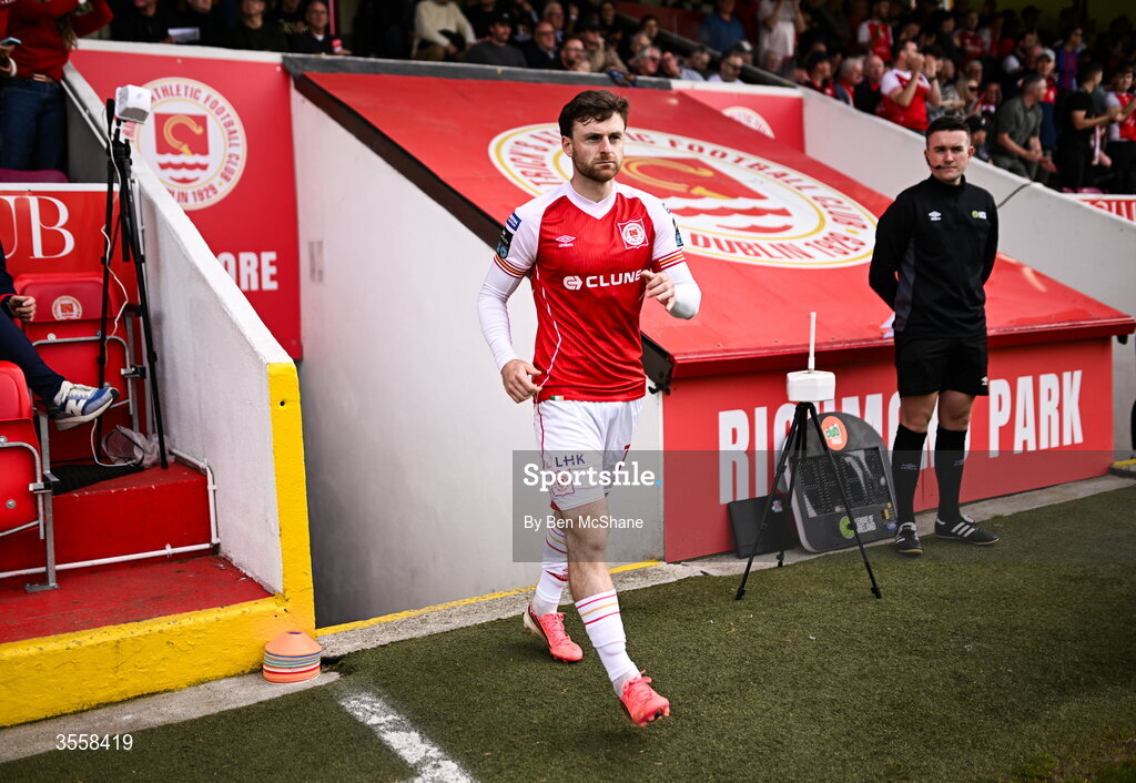 5 September 2026; Jason McClelland of St Patrick's Athletic before the Club Orange Men’s FAI Cup quarter-final match between St Patrick's Athletic and Bohemians at Richmond Park in Dublin. Photo by Ben McShane/Sportsfile
