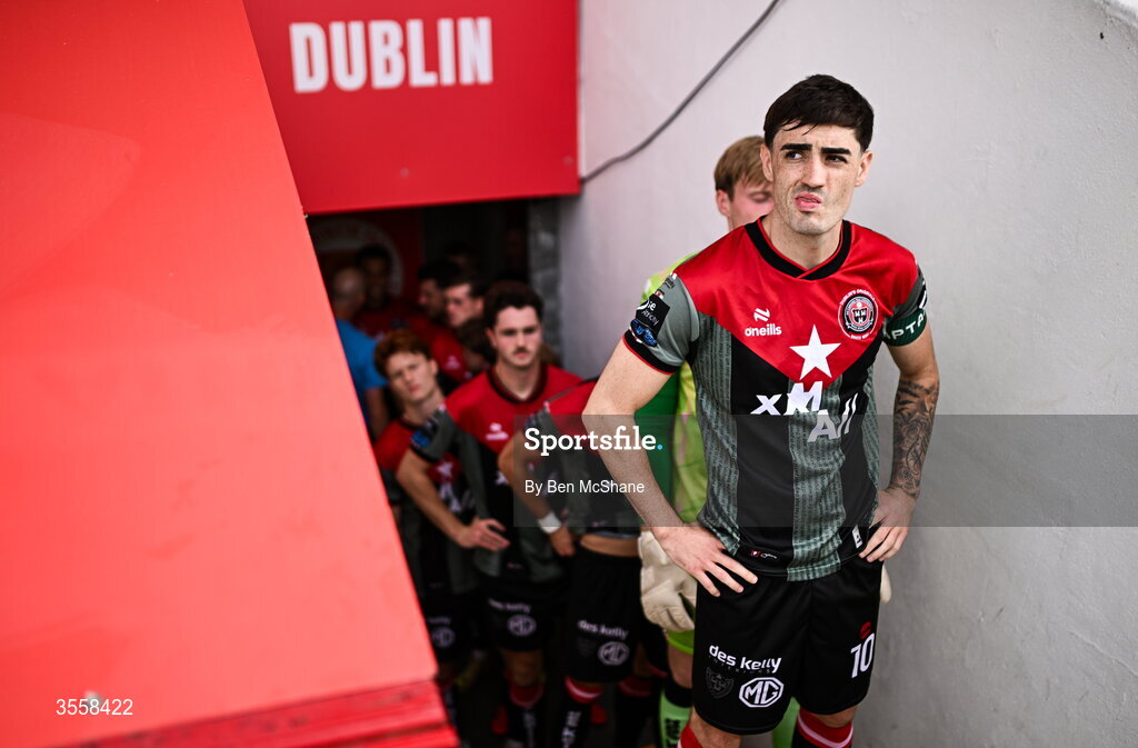 5 September 2026; Bohemians captain Dawson Devoy before the Club Orange Men’s FAI Cup quarter-final match between St Patrick's Athletic and Bohemians at Richmond Park in Dublin. Photo by Ben McShane/Sportsfile