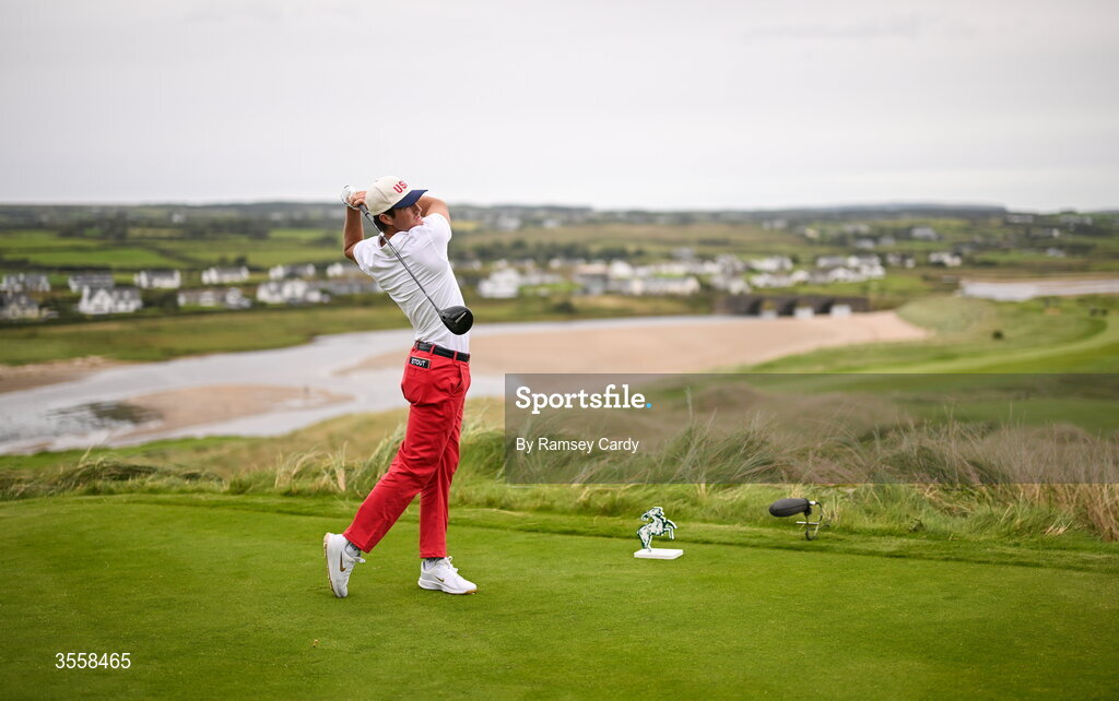 5 September 2026; Preston Stout of USA during the singles matches on day one of the 51st Walker Cup at Lahinch Golf Club in Lahinch, Clare. Photo by Ramsey Cardy/Sportsfile