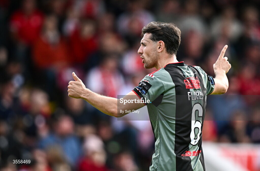 5 September 2026; Jordan Flores of Bohemians during the Club Orange Men’s FAI Cup quarter-final match between St Patrick's Athletic and Bohemians at Richmond Park in Dublin. Photo by Seb Daly/Sportsfile