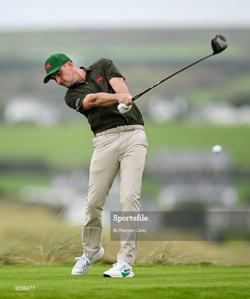 5 September 2026; Jack Whaley of Great Britain and Ireland during the singles matches on day one of the 51st Walker Cup at Lahinch Golf Club in Lahinch, Clare. Photo by Ramsey Cardy/Sportsfile