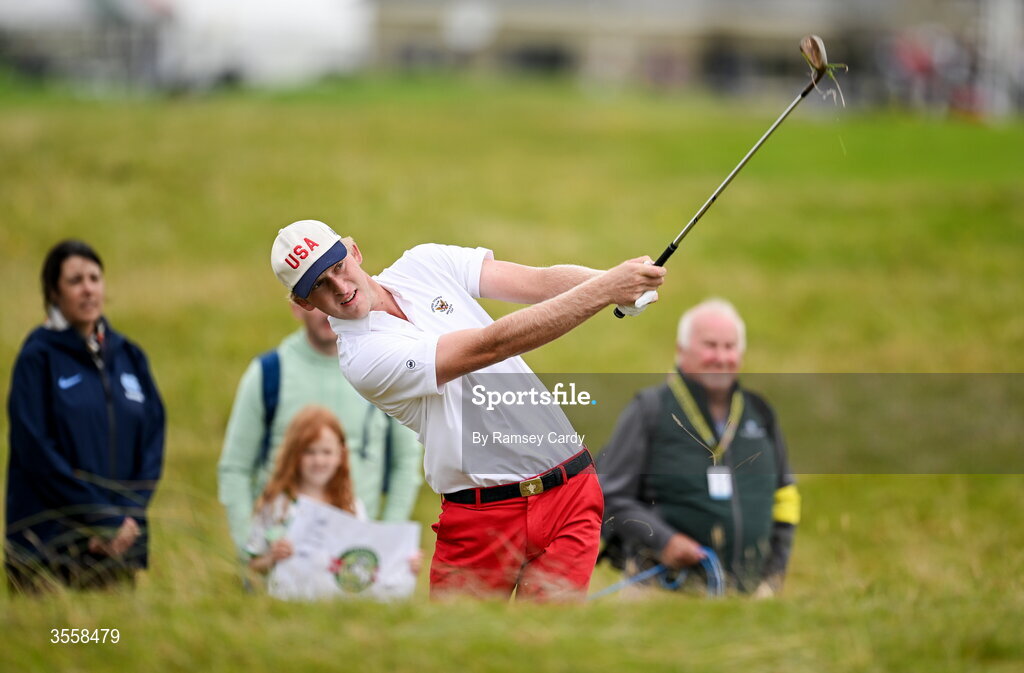 5 September 2026; William Jennings of USA during the singles matches on day one of the 51st Walker Cup at Lahinch Golf Club in Lahinch, Clare. Photo by Ramsey Cardy/Sportsfile