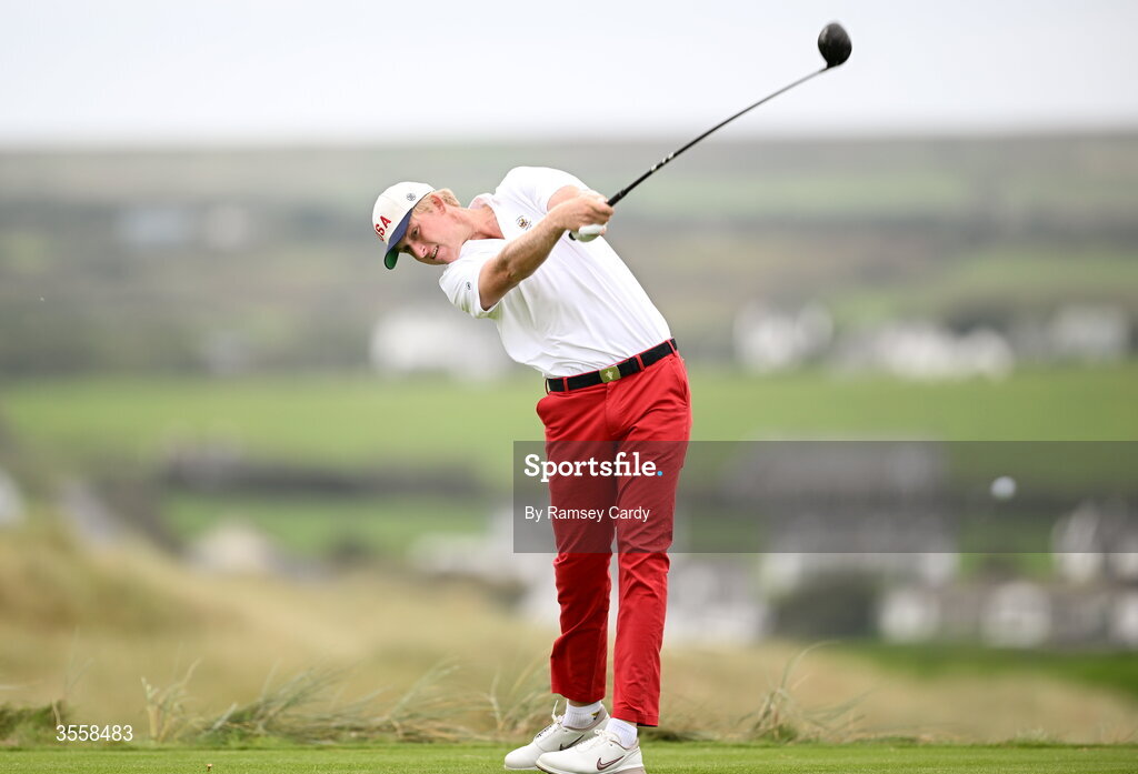 5 September 2026; William Jennings of USA during the singles matches on day one of the 51st Walker Cup at Lahinch Golf Club in Lahinch, Clare. Photo by Ramsey Cardy/Sportsfile