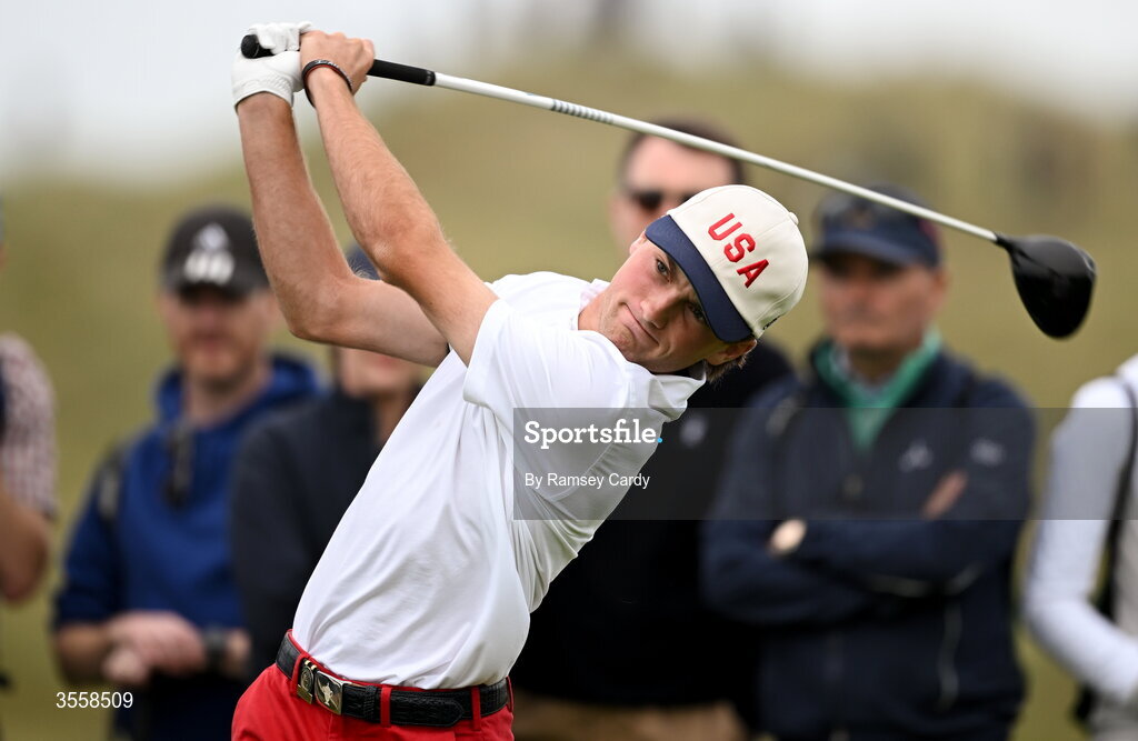 5 September 2026; Tyler Watts of USA during the singles matches on day one of the 51st Walker Cup at Lahinch Golf Club in Lahinch, Clare. Photo by Ramsey Cardy/Sportsfile