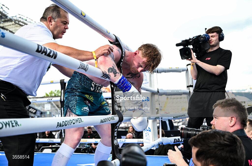 5 September 2026; Paul Ryan during his middleweight bout at the Once Upon A Time fight night in Croke Park, Dublin. Photo by Stephen McCarthy/Sportsfile