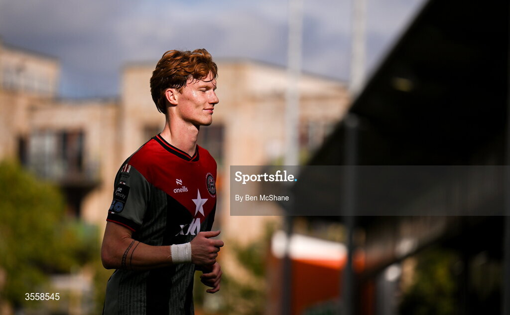 5 September 2026; Senan Mullen of Bohemians during the Club Orange Men’s FAI Cup quarter-final match between St Patrick's Athletic and Bohemians at Richmond Park in Dublin. Photo by Ben McShane/Sportsfile