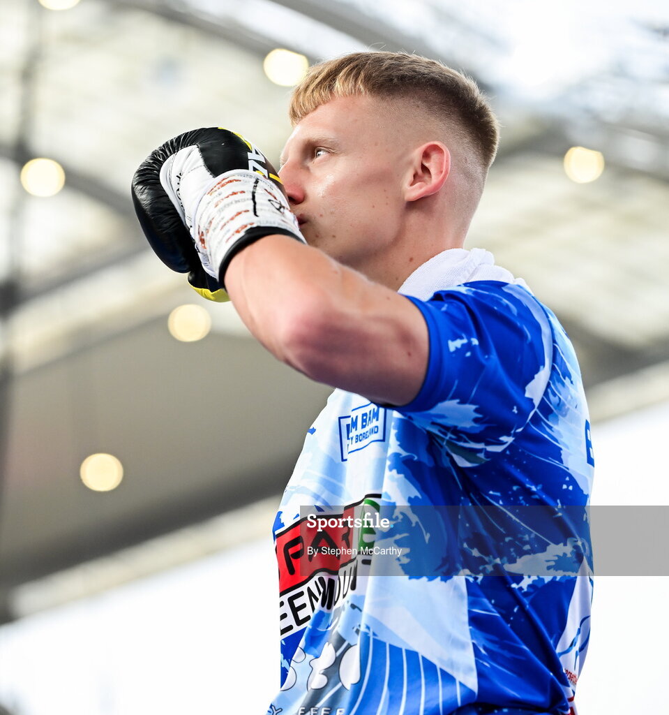 5 September 2026; Matthew Boreland before his WBA continental gold super bantamweight bout with Joe McGrail at the Once Upon A Time fight night in Croke Park, Dublin. Photo by Stephen McCarthy/Sportsfile