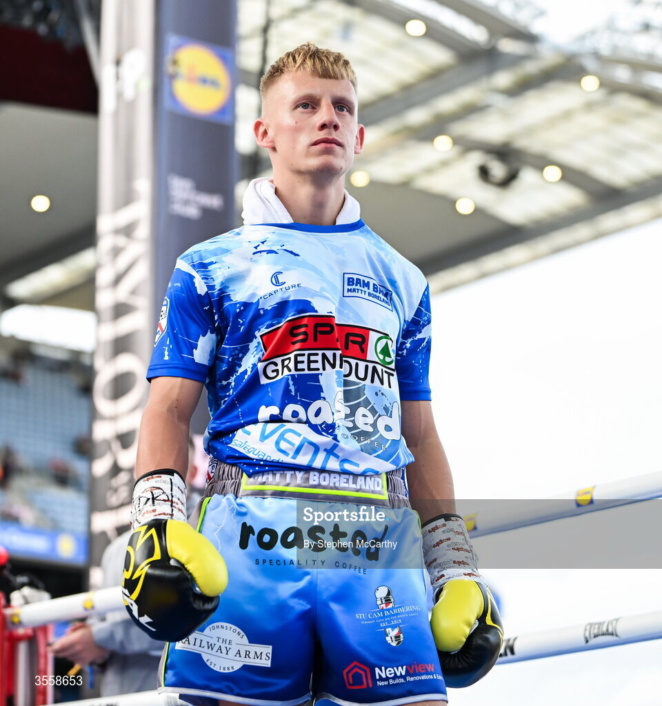 5 September 2026; Matthew Boreland before his WBA continental gold super bantamweight bout with Joe McGrail at the Once Upon A Time fight night in Croke Park, Dublin. Photo by Stephen McCarthy/Sportsfile