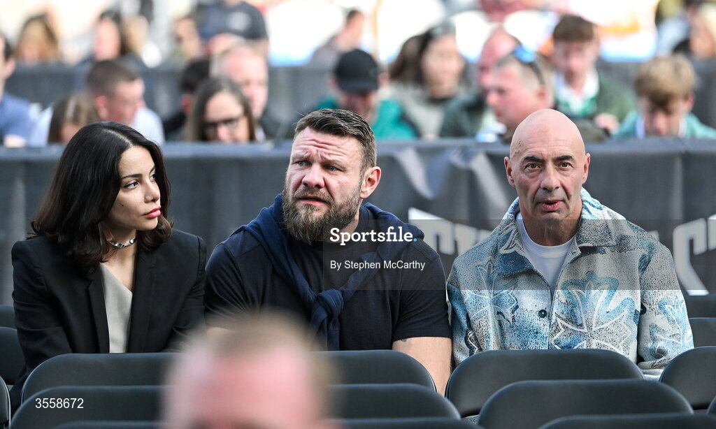 5 September 2026; Pete Taylor, father of Katie Taylor, right, in attendance ahead of the undisputed super lightweight championship fight between Katie Taylor and Flora Pili at the Once Upon A Time fight night in Croke Park, Dublin. Photo by Stephen McCarthy/Sportsfile