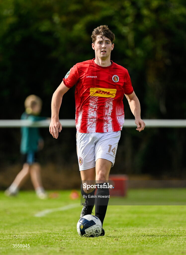 5 September 2026; Adam Nolan of Lucan United in action during the FAI National League match between Lucan United and Mervue United at Copper Face Jacks Park in Dublin. Photo by Eakin Howard/Sportsfile