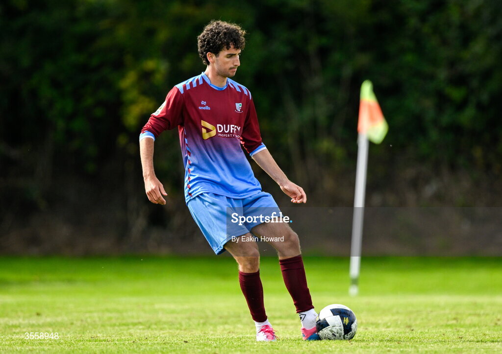 5 September 2026; Milo O'Malley of Mervue United in action during the FAI National League match between Lucan United and Mervue United at Copper Face Jacks Park in Dublin. Photo by Eakin Howard/Sportsfile