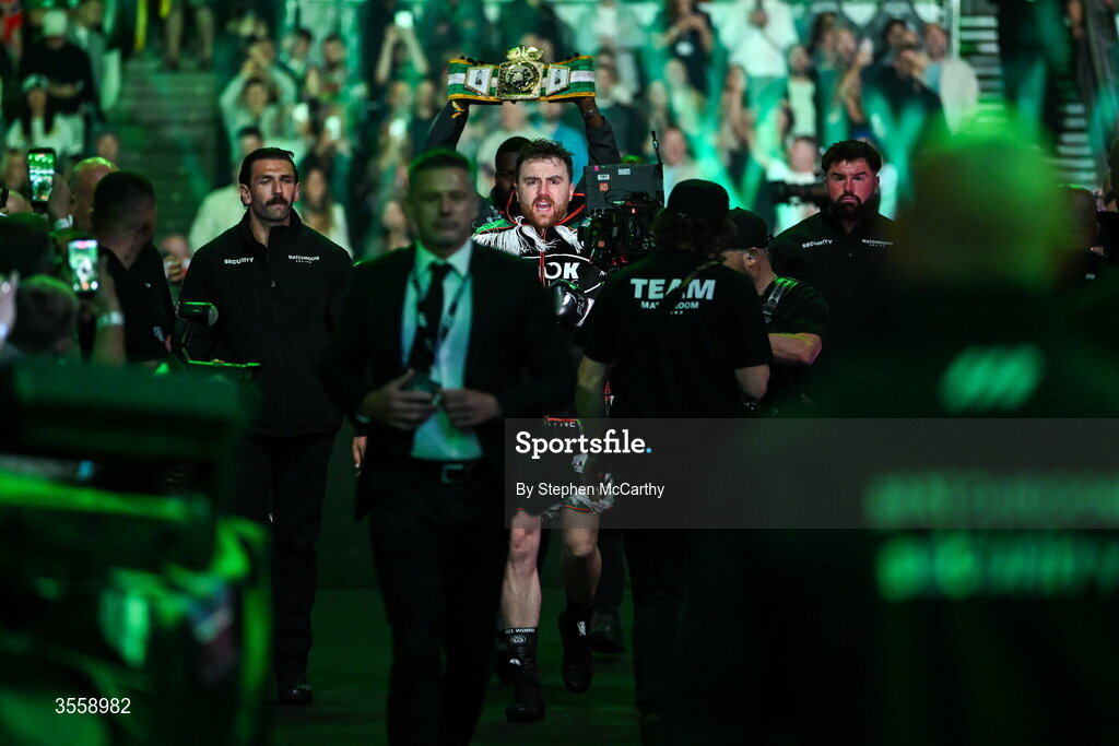 5 September 2026; Thomas Carty walks to the ring before his heavyweight bout with Dave Allen at the Once Upon A Time fight night in Croke Park, Dublin. Photo by Stephen McCarthy/Sportsfile