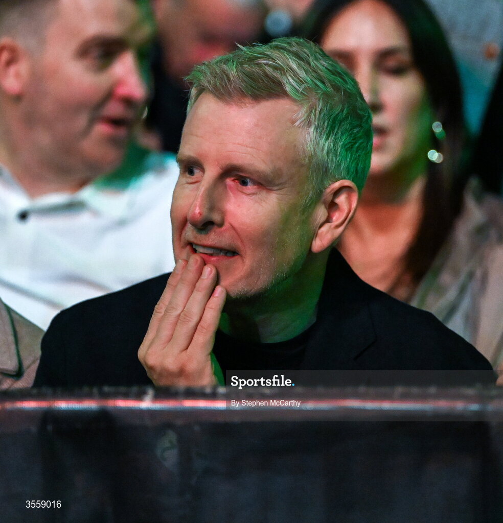 5 September 2026; The Late Late Show presenter and broadcaster Patrick Kielty in attendance ahead of the undisputed super lightweight championship fight between Katie Taylor and Flora Pili at the Once Upon A Time fight night in Croke Park, Dublin. Photo by Stephen McCarthy/Sportsfile