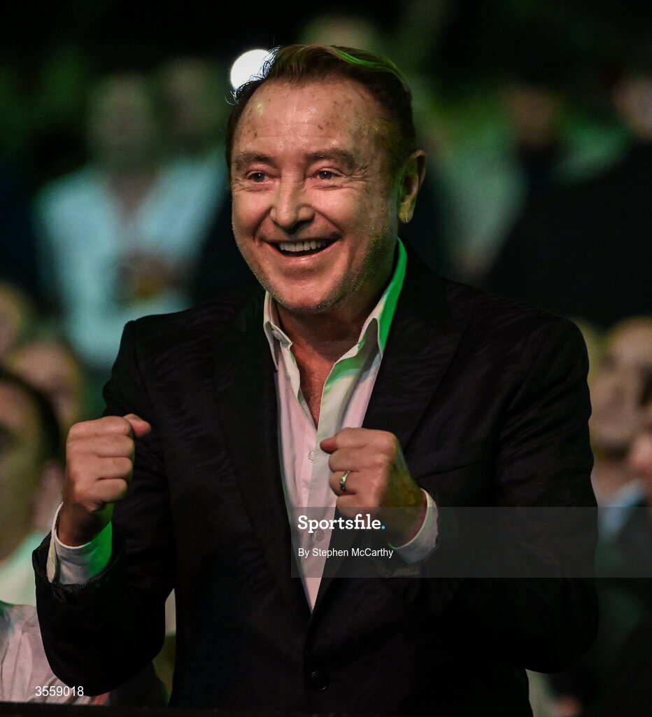 5 September 2026; Former professional performer and choreographer of Irish dance Michael Flatley in attendance ahead of the undisputed super lightweight championship fight between Katie Taylor and Flora Pili at the Once Upon A Time fight night in Croke Park, Dublin. Photo by Stephen McCarthy/Sportsfile