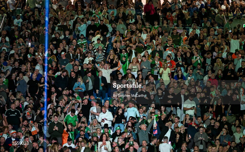 5 September 2026; Supporters ahead of the undisputed super lightweight championship fight between Katie Taylor and Flora Pili at the Once Upon A Time fight night in Croke Park, Dublin. Photo by Stephen McCarthy/Sportsfile