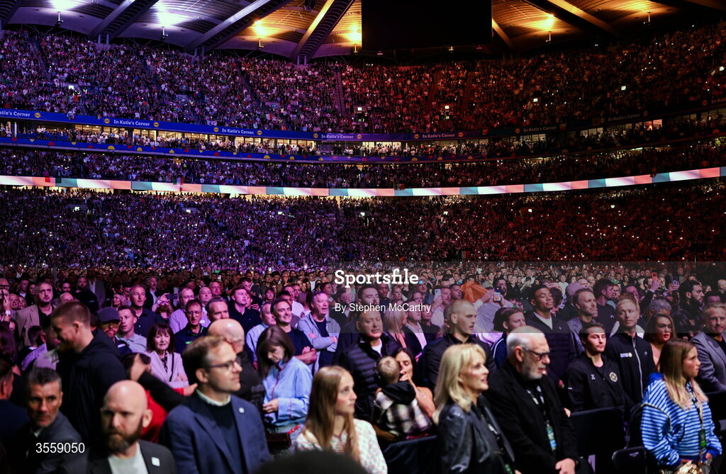 5 September 2026; Supporters ahead of the undisputed super lightweight championship fight between Katie Taylor and Flora Pili at the Once Upon A Time fight night in Croke Park, Dublin. Photo by Stephen McCarthy/Sportsfile