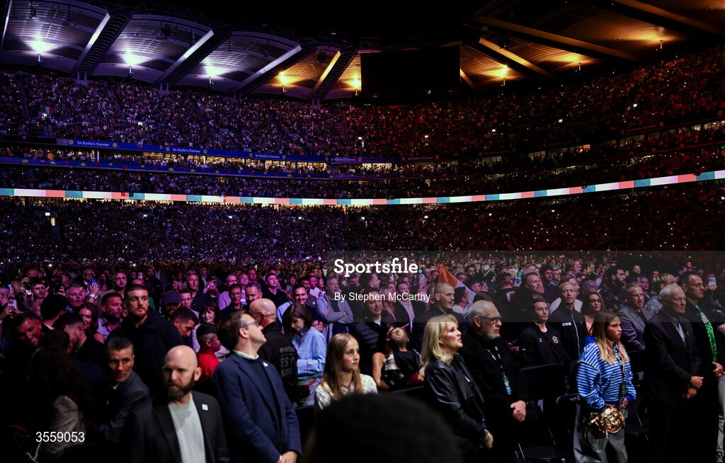 5 September 2026; Supporters ahead of the undisputed super lightweight championship fight between Katie Taylor and Flora Pili at the Once Upon A Time fight night in Croke Park, Dublin. Photo by Stephen McCarthy/Sportsfile