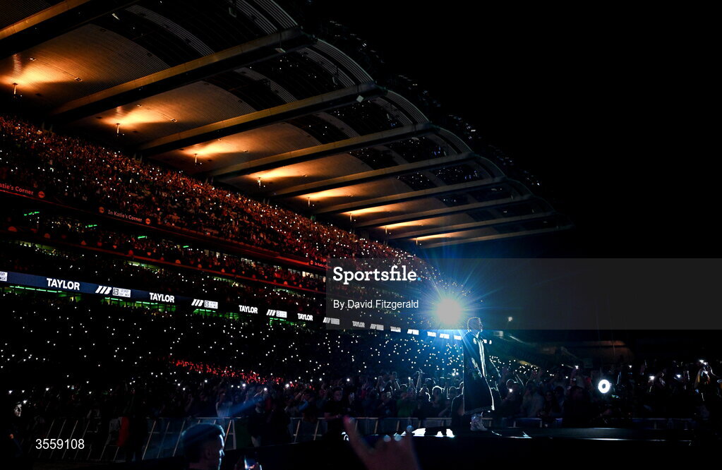 5 September 2026; Katie Taylor makes her way into the ring before her undisputed super lightweight championship fight with Flora Pili at the Once Upon A Time fight night in Croke Park, Dublin. Photo by David Fitzgerald/Sportsfile