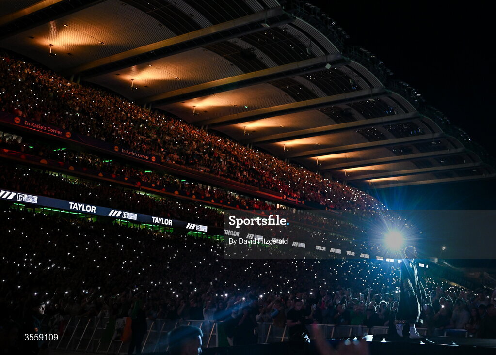5 September 2026; Katie Taylor makes her way into the ring before her undisputed super lightweight championship fight with Flora Pili at the Once Upon A Time fight night in Croke Park, Dublin. Photo by David Fitzgerald/Sportsfile