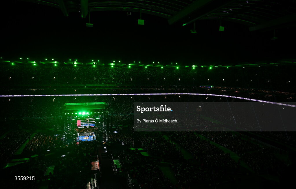 5 September 2026; A general view of the undisputed super lightweight championship fight between Katie Taylor and Flora Pili at the Once Upon A Time fight night in Croke Park, Dublin. Photo by Piaras Ó Mídheach/Sportsfile