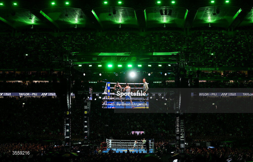 5 September 2026; A general view during the undisputed super lightweight championship fight between Katie Taylor and Flora Pili at the Once Upon A Time fight night in Croke Park, Dublin. Photo by David Fitzgerald/Sportsfile