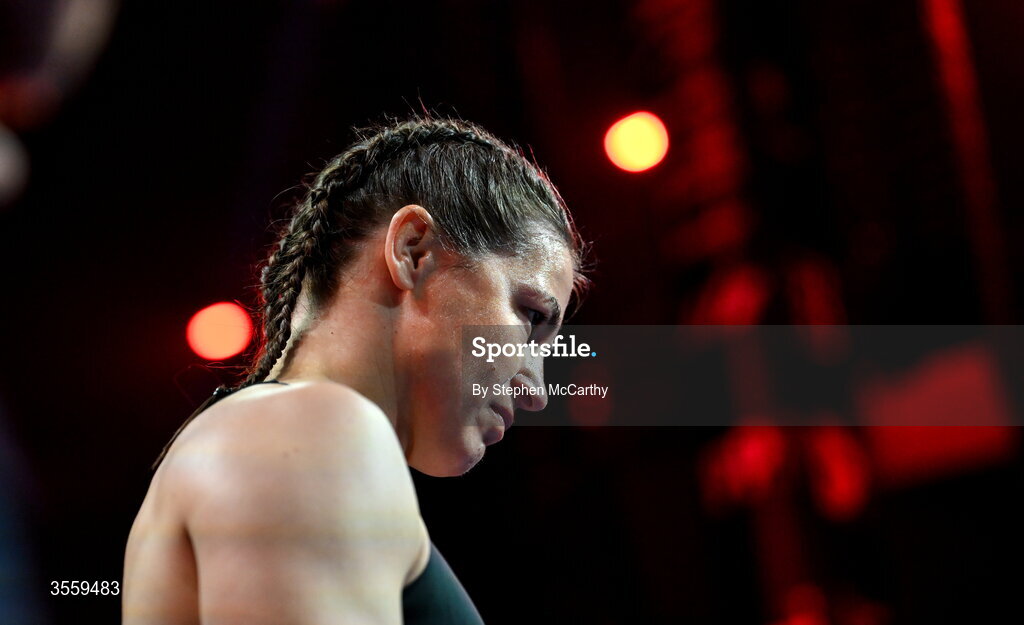 5 September 2026; Katie Taylor before her undisputed super lightweight championship fight with Flora Pili at the Once Upon A Time fight night in Croke Park, Dublin. Photo by Stephen McCarthy/Sportsfile